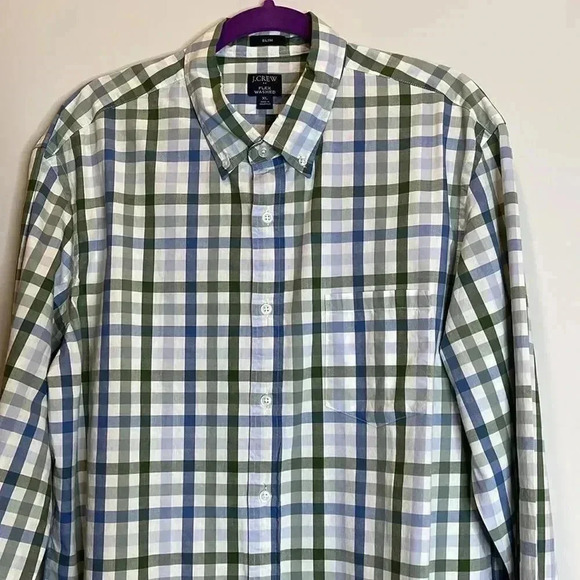 J.Crew Flex Washed Green And Blue Checkered Shirt - Picture 6 of 9